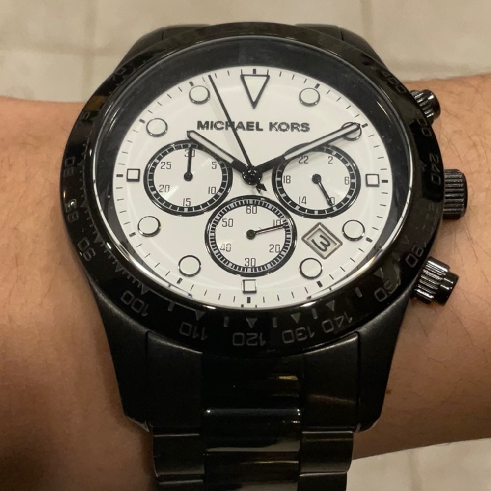 Michael Kors Black and White Chronograph Watch
